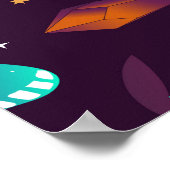Poster Motif transparent avec papillon spatial, cristaux, (Coin)
