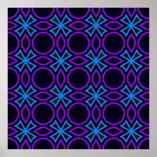 Poster Motif transparent bleu et noir avec géométrie simp