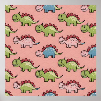 Poster Motif transparent de dinosaure mignon