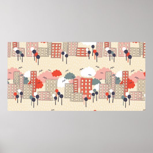 Poster Motif transparent de la ville (Devant)