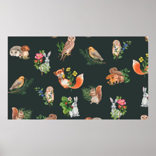 Poster Motif transparent dessiné à la main avec aquarelle (Devant)