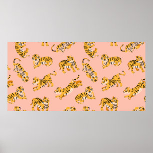 Poster Motif transparent pour les tigres mignons