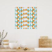 Poster Motif triangle moderne turquoise et orange (Cuisine)