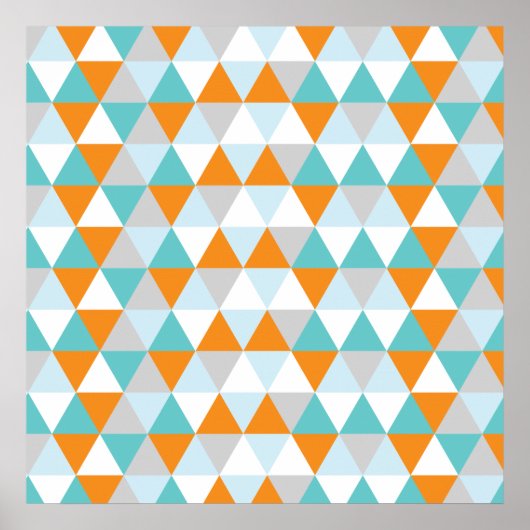 Poster Motif triangle moderne turquoise et orange (Devant)