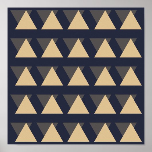 Poster Motif triangle simple en or et gris charbon (Devant)