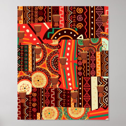 Poster Motif tribal Afrocentrique Kente (Devant)