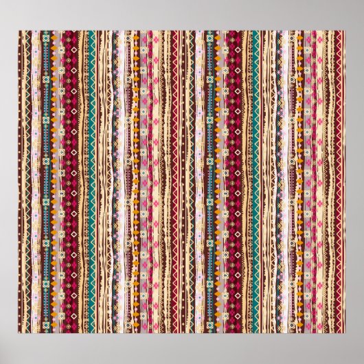 Poster Motif tribal Boho ethnique coloré (Devant)
