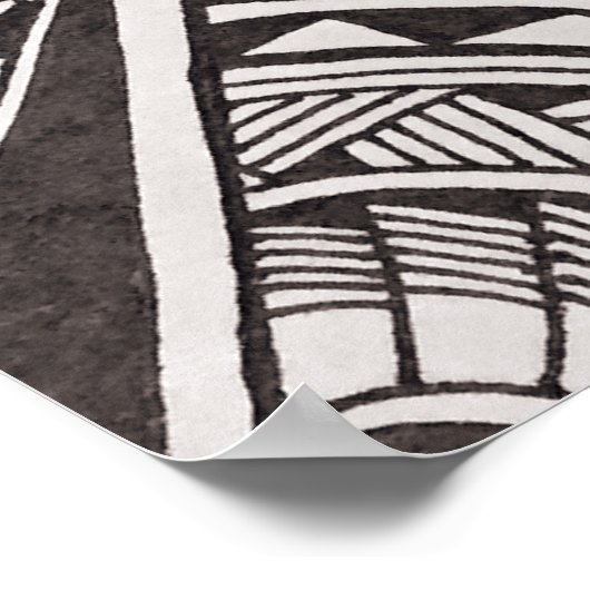 Poster Motif tribal Mandala en noir et blanc (Coin)