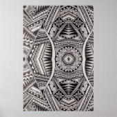 Poster Motif tribal Mandala en noir et blanc (Devant)