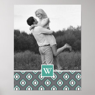 Poster Motif tribal Retro Ikat   Photo avec Monogramme