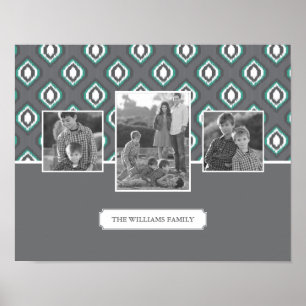 Poster Motif tribal Retro Ikat  Photos et textes de famil