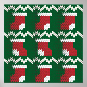Poster Motif tricoté de chaussette de Noël