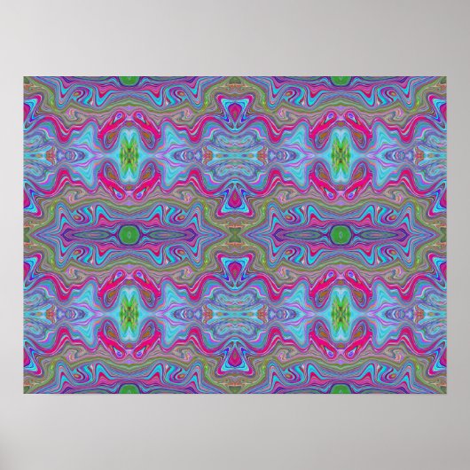 Poster Motif Trippy Multicolore Bleu Ciel Ondulé (Devant)