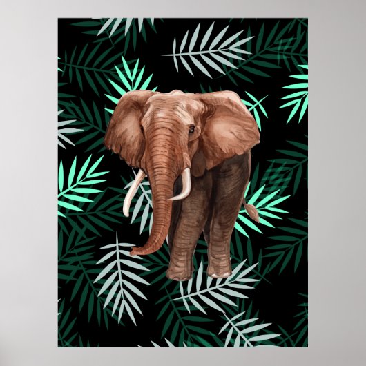 Poster Motif tropical, Eléphant (Devant)