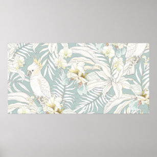 Poster Motif tropical sans couture avec fleurs Orchidée, 