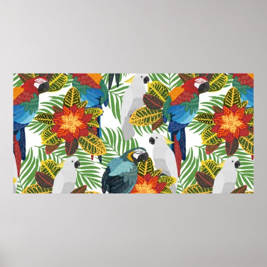 Poster Motif tropical sans couture avec perroquets. (Devant)