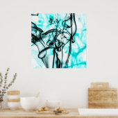 Poster Motif Turquoise Abstrait Black et Aqua (Cuisine)