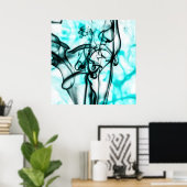 Poster Motif Turquoise Abstrait Black et Aqua (Bureau à domicile)