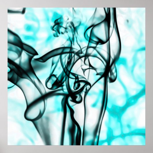 Poster Motif Turquoise Abstrait Black et Aqua (Devant)