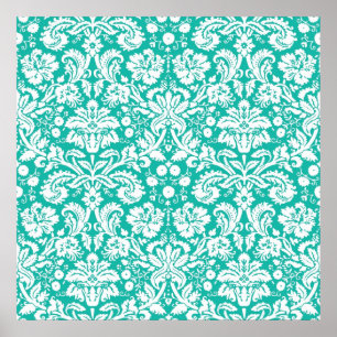 Poster Motif turquoise de damassé de turquoise d'Aqua