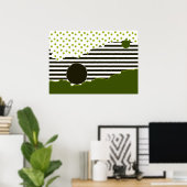 Poster Motif vert Abstrait et points (Bureau à domicile)
