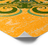 Poster Motif vert sur jaune (Coin)