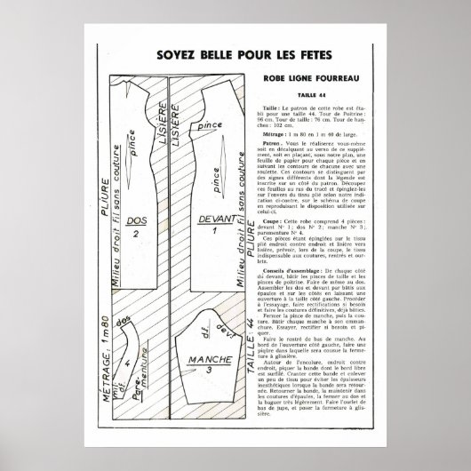 Poster Motif vestimentaire vintage rétro (Devant)