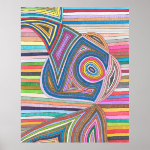 Poster Motif vibrant à rayures géométriques abstraites