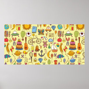 Poster motif vintage à main sans soudure avec doodle ki