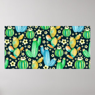 Poster Motif vintage avec succulents. Cactus aquarelle