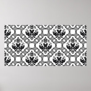 Poster Motif vintage classique sans couture. Damassé orie