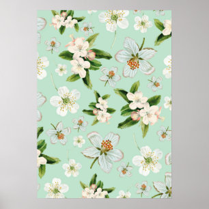 Poster Motif vintage de fleurs de printemps