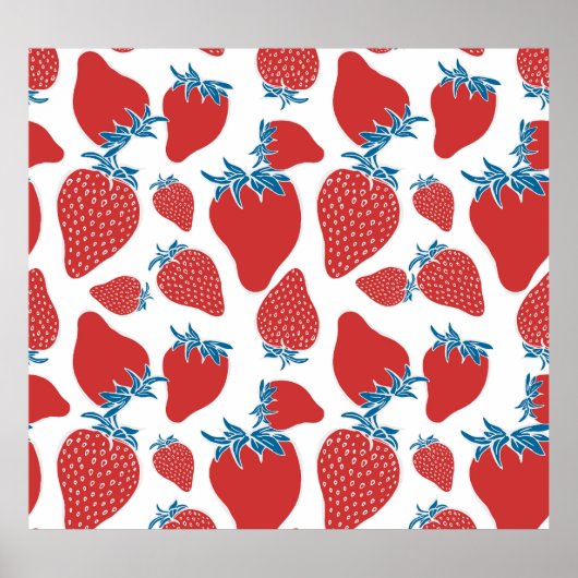 Poster Motif Vintage de fraise à main (Devant)