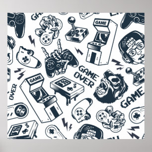 Poster Motif vintage de jeux rétro.