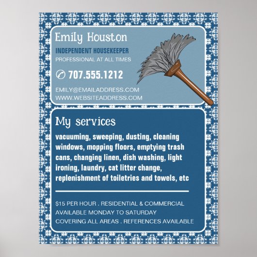 Poster Motif vintage & Duster, Ménagère, Maid (Devant)