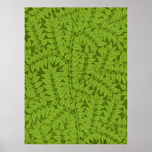Poster Motif vintage feuille verte de William Morris Bran