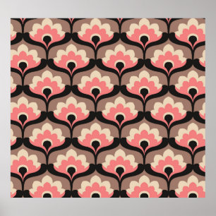 Poster Motif vintage fleuri sans joint