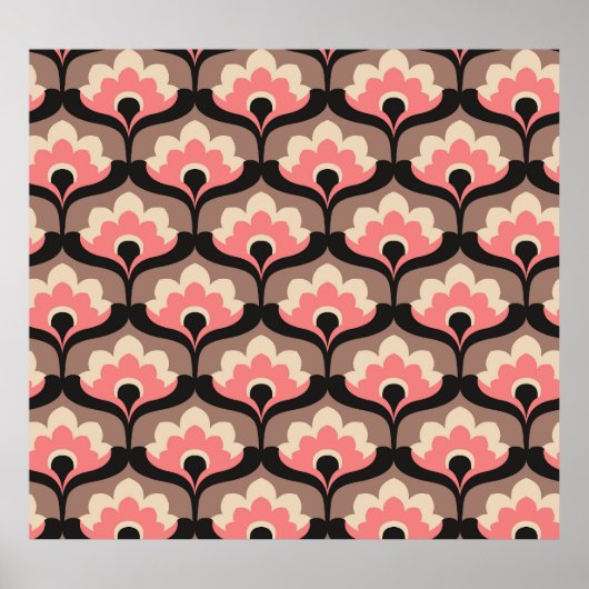 Poster Motif vintage fleuri sans joint (Devant)