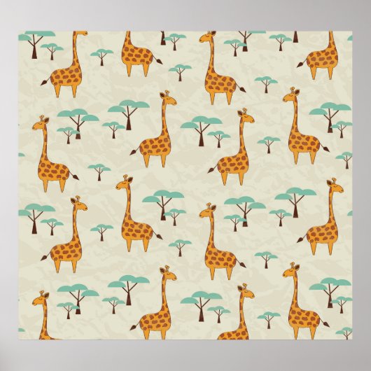 Poster Motif vintage Giraffe. (Devant)