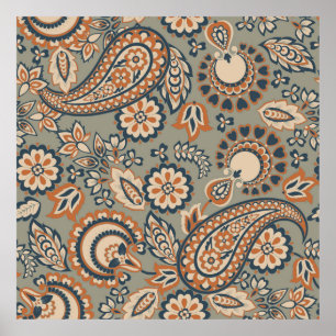 Poster Motif vintage sans couture Paisley. Arrière-groupe
