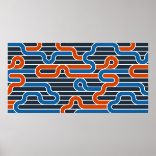 Poster Motif vintage sans soudure avec lignes torsadées,