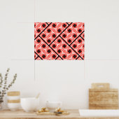 Poster Motif volute noir et pêche (Cuisine)
