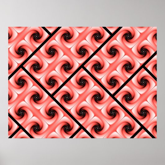 Poster Motif volute noir et pêche (Devant)