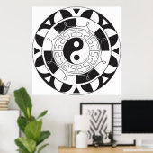 Poster Motif Yin Yang Noir Et Blanc (Bureau à domicile)