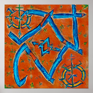 Poster Motifs berbères amazigh, signes et symboles abstra
