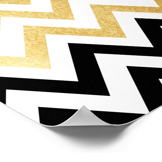 Poster Motifs chics en or noir faux chevron (Coin)