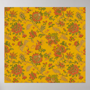 Poster motifs d'art mughal et frontières textile ethnie n