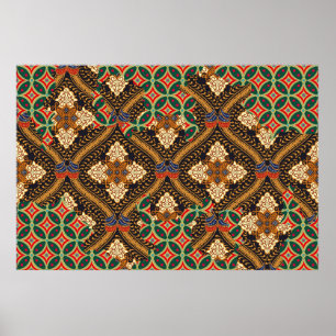 Poster motifs de batik indonésiens avec un plan très dist