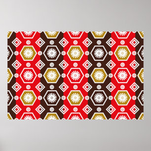 Poster Motifs de batik indonésiens avec un plan très dist