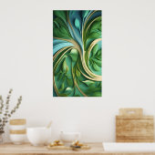 Poster Motifs de Feuilles verts dynamiques (Cuisine)